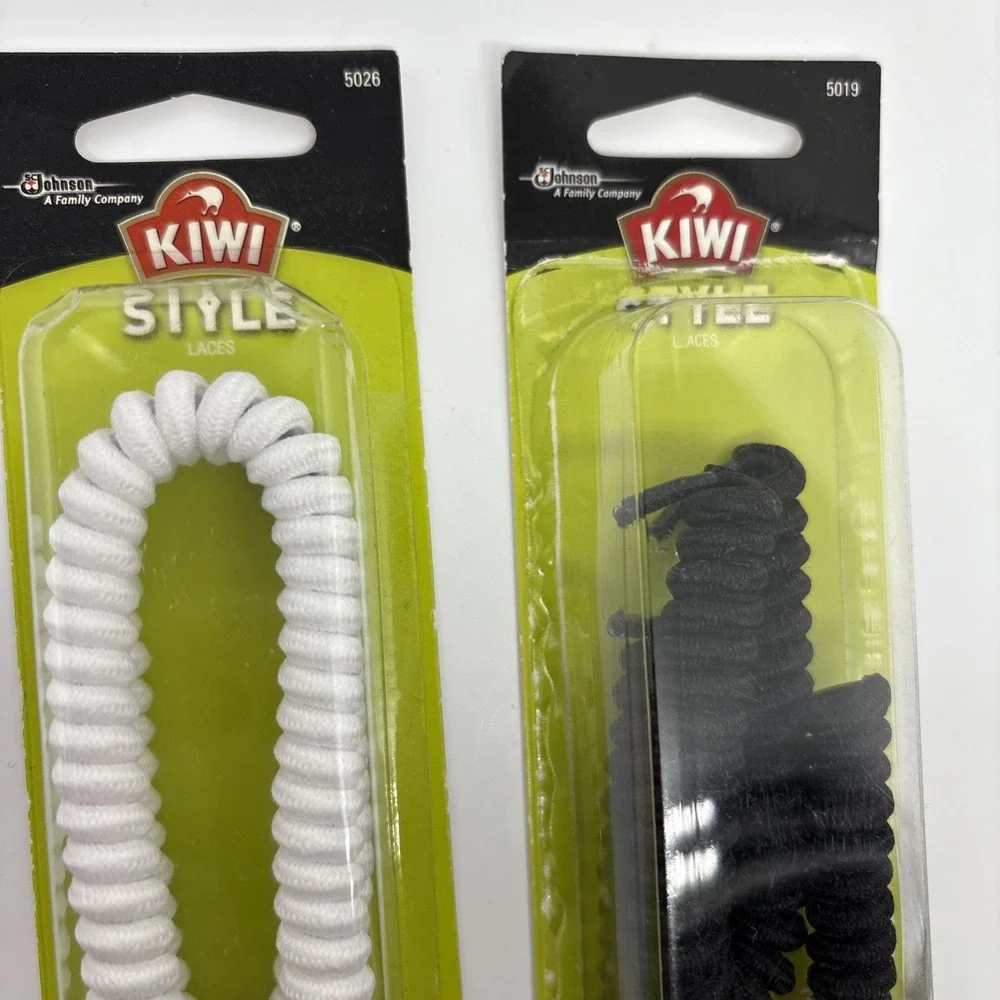 2 Kiwi Style No Tie Shoe Laces‎ White & Black Two Pairs #5026 & 5019 Easy New